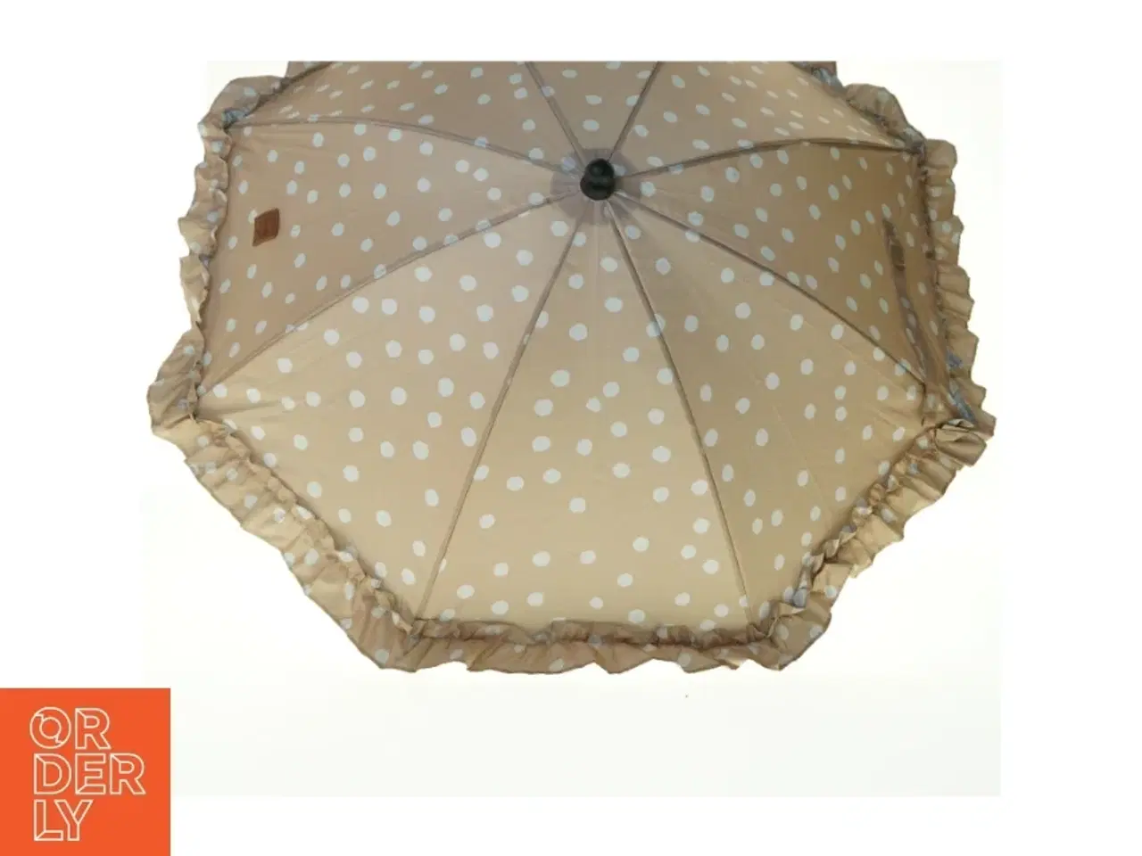 Billede 2 - Beige barnevognsparasol med prikker fra BUDDY AND HOPE (str. Totallængde. 70 cm)