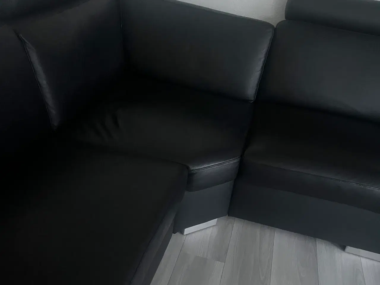 Billede 3 - Sort lædersofa/modulsofa med opbevaring