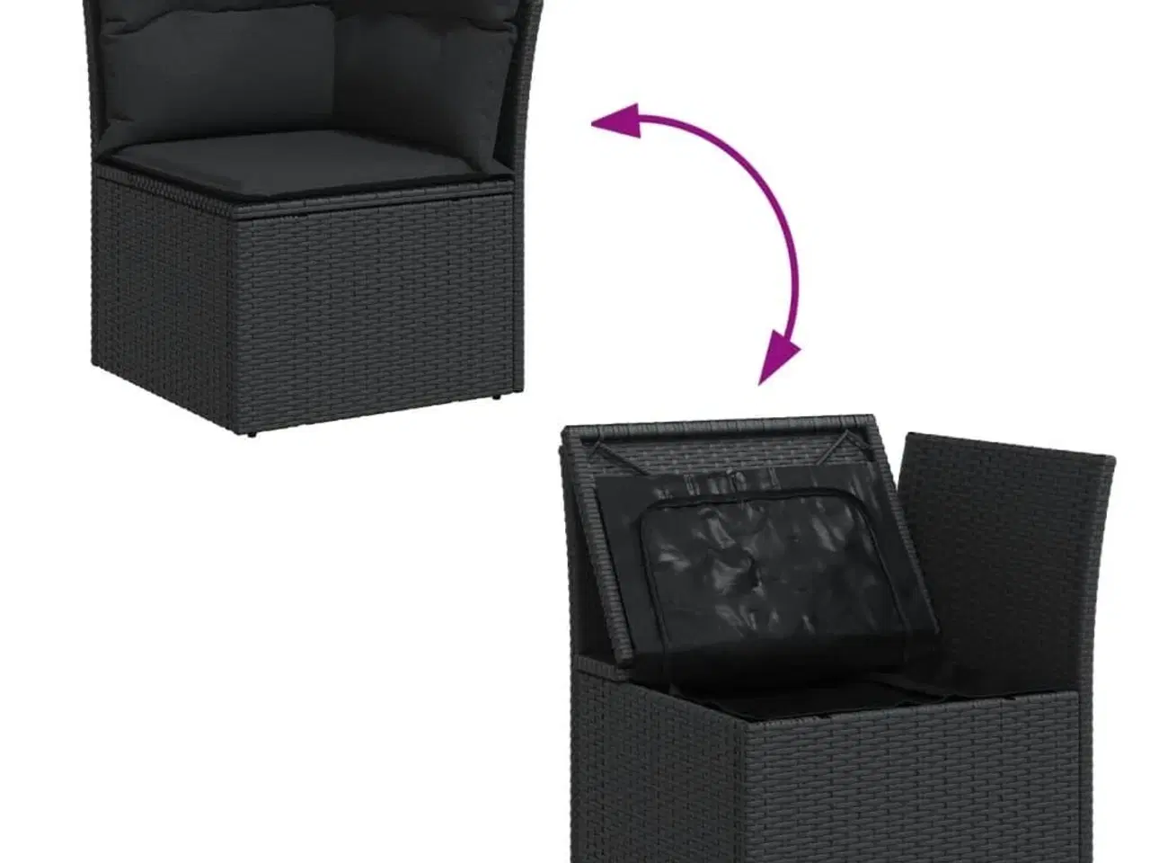 Billede 11 - Sofasæt til haven 7 dele med hynder polyrattan sort