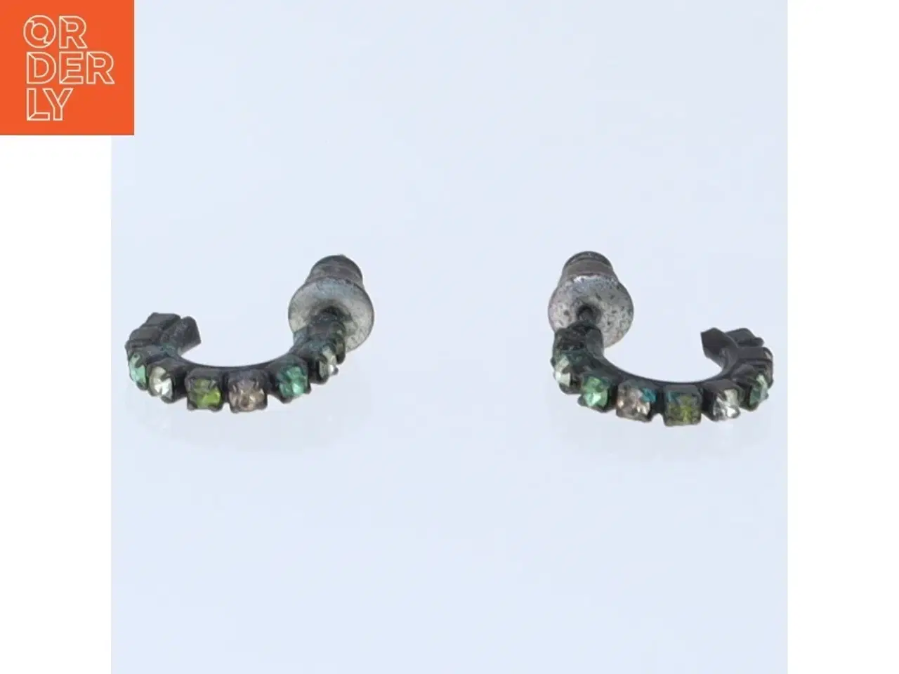 Billede 2 - Øreringe med farvede sten (str. 20 mm)