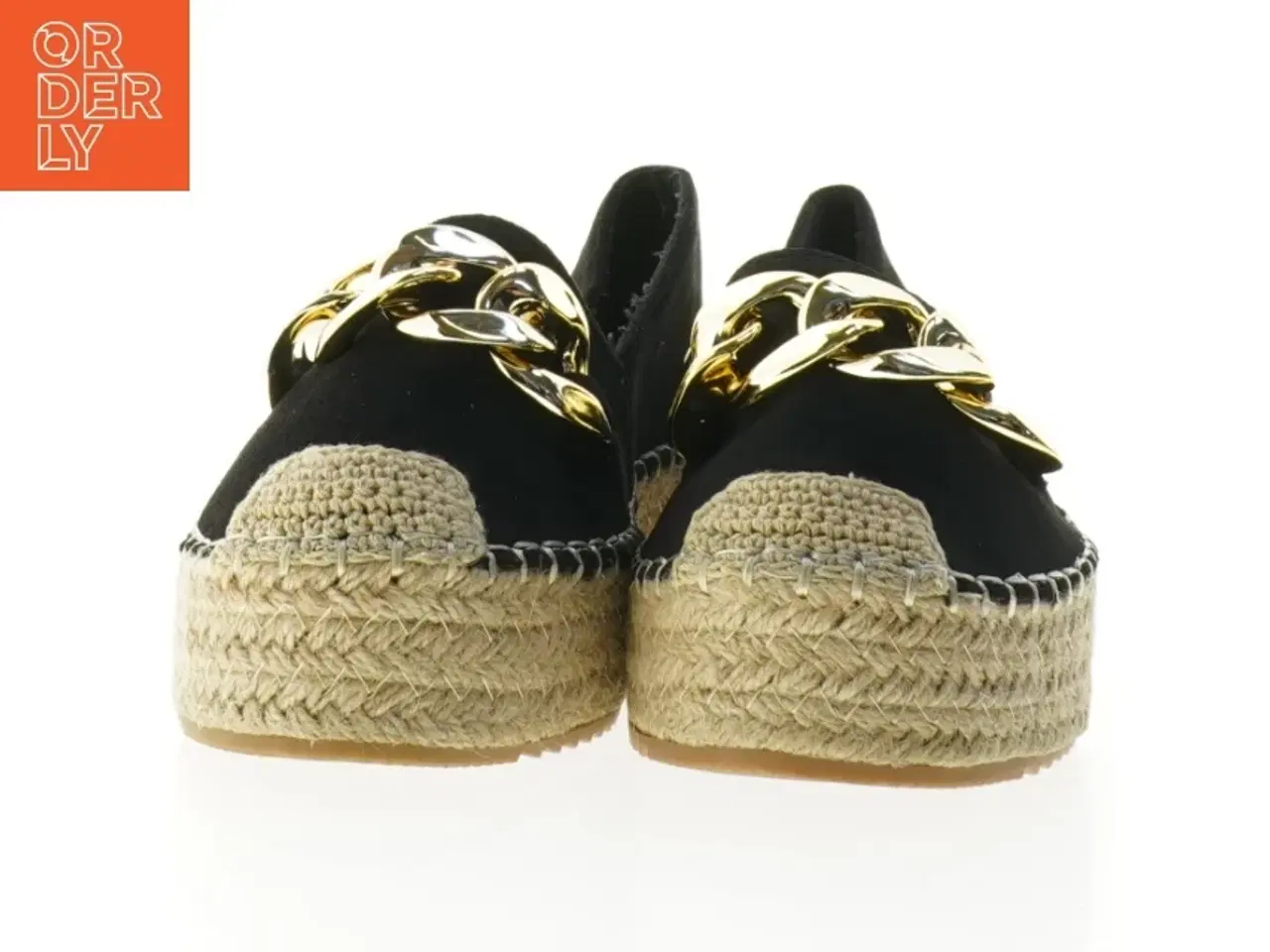 Billede 4 - Sorte espadrillos med guldkæde fra Wilady (str. 38)