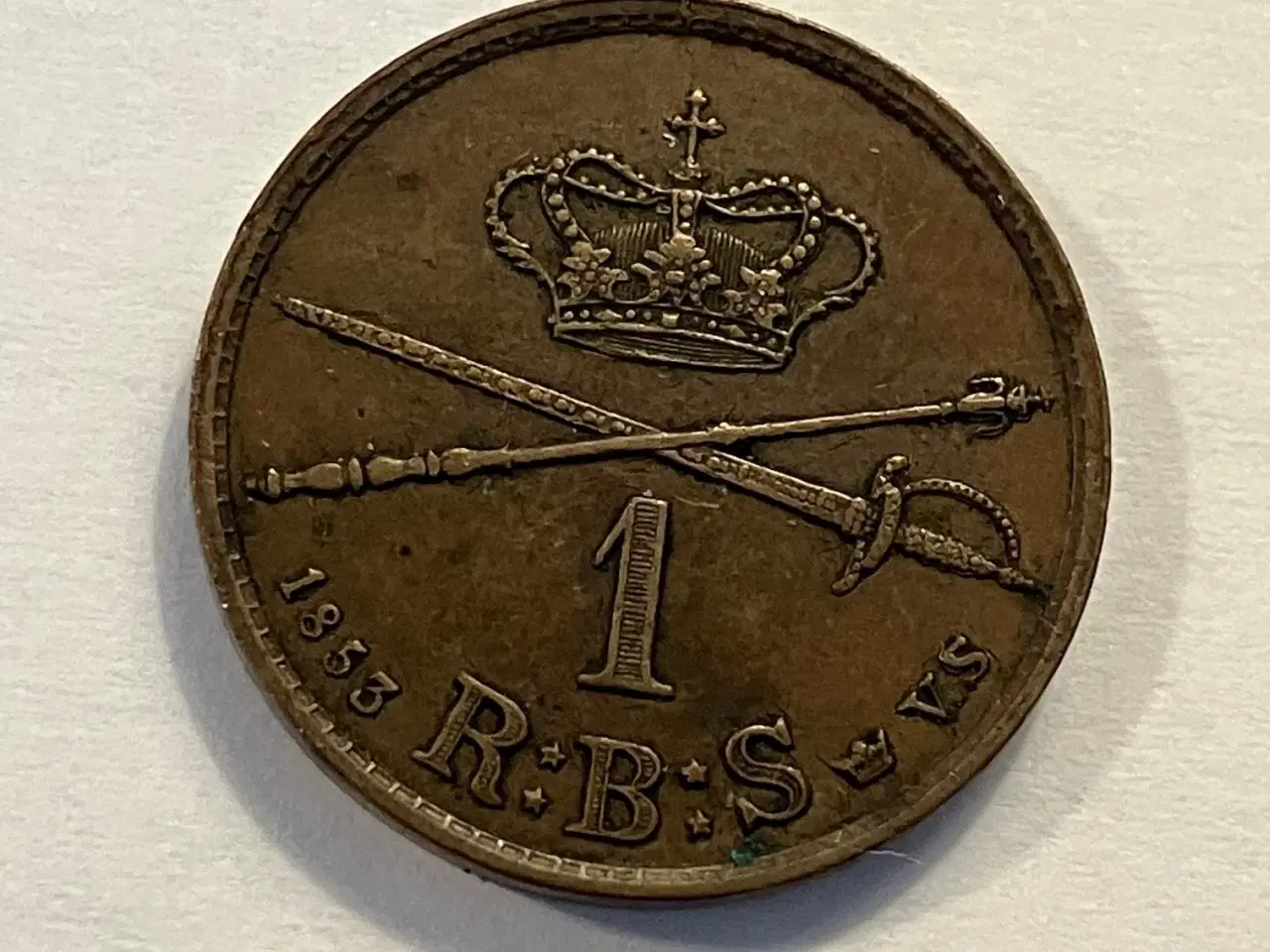 Billede 1 - 1 Rigsbankskilling 1853 Danmark