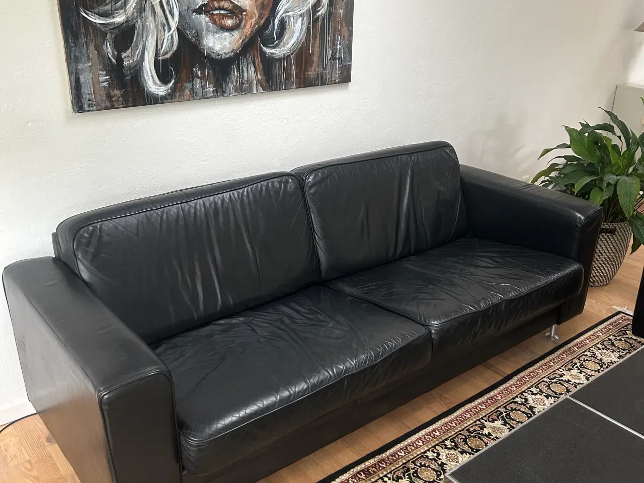 Billede 2 - Sort anallin læder sofaer 