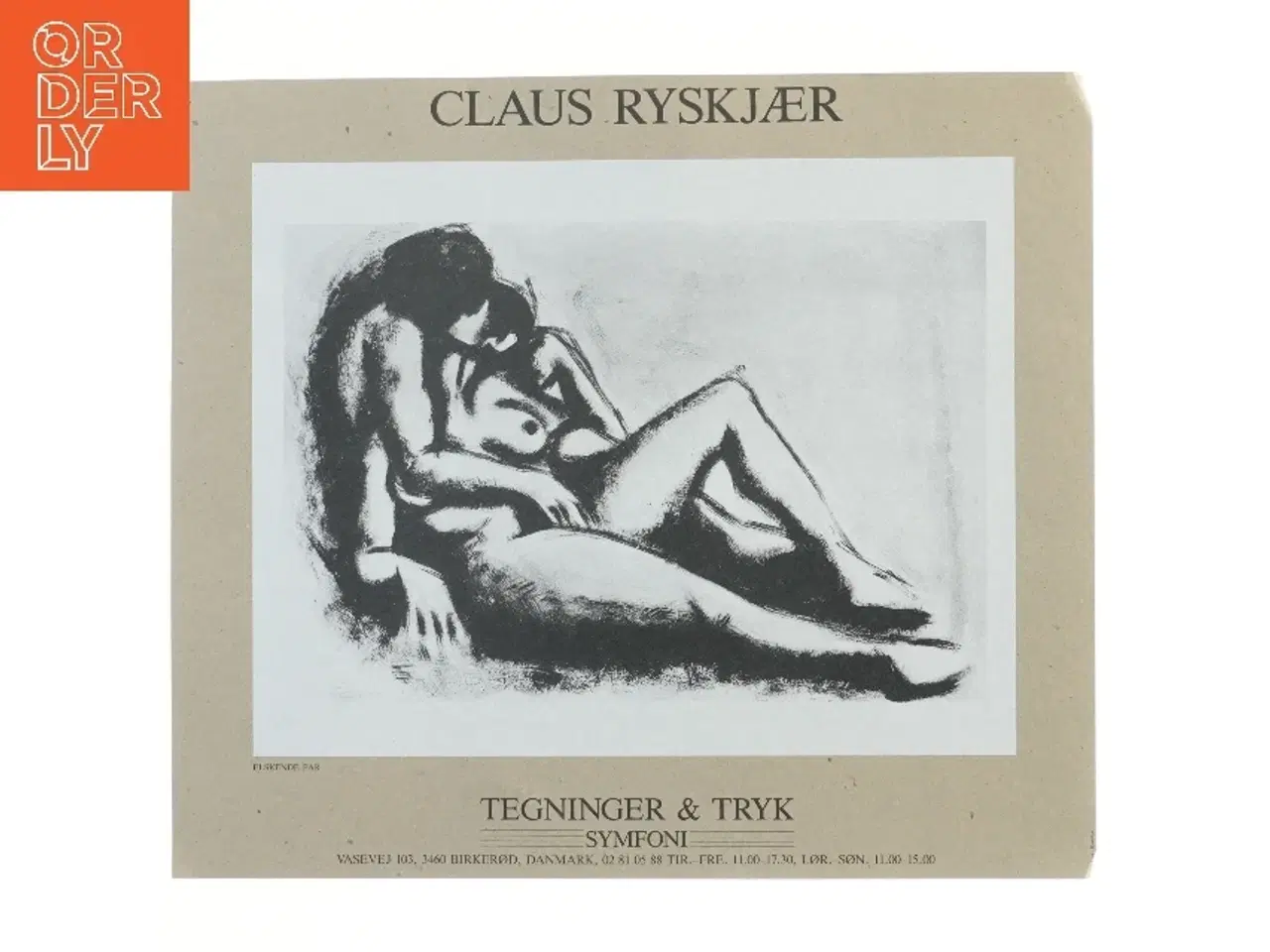 Billede 1 - Plakat af elskende par af Claus Ryskjær  (str. 46x40 cm)