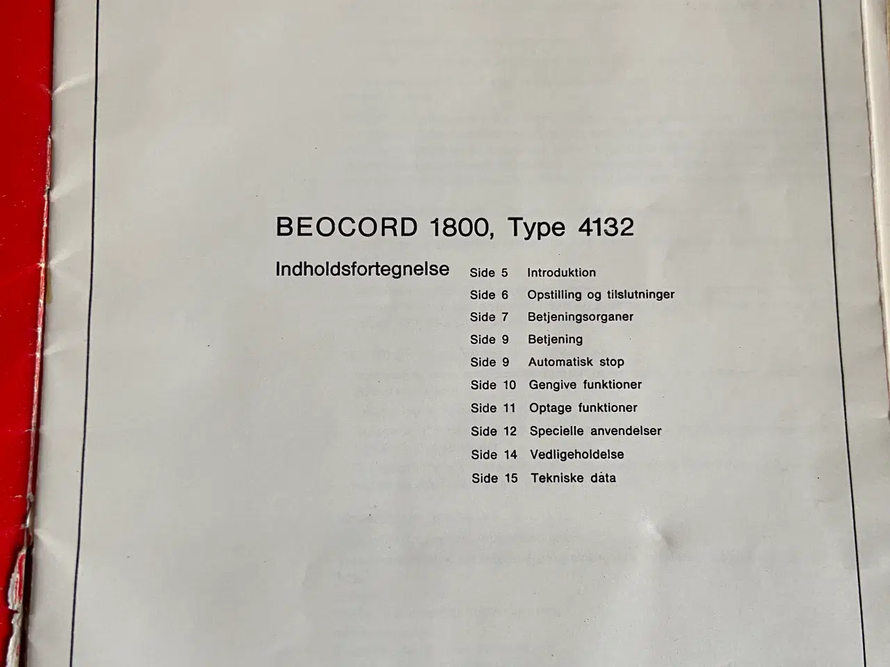 Billede 2 - B&O Beocord 1800 instruktionsbog