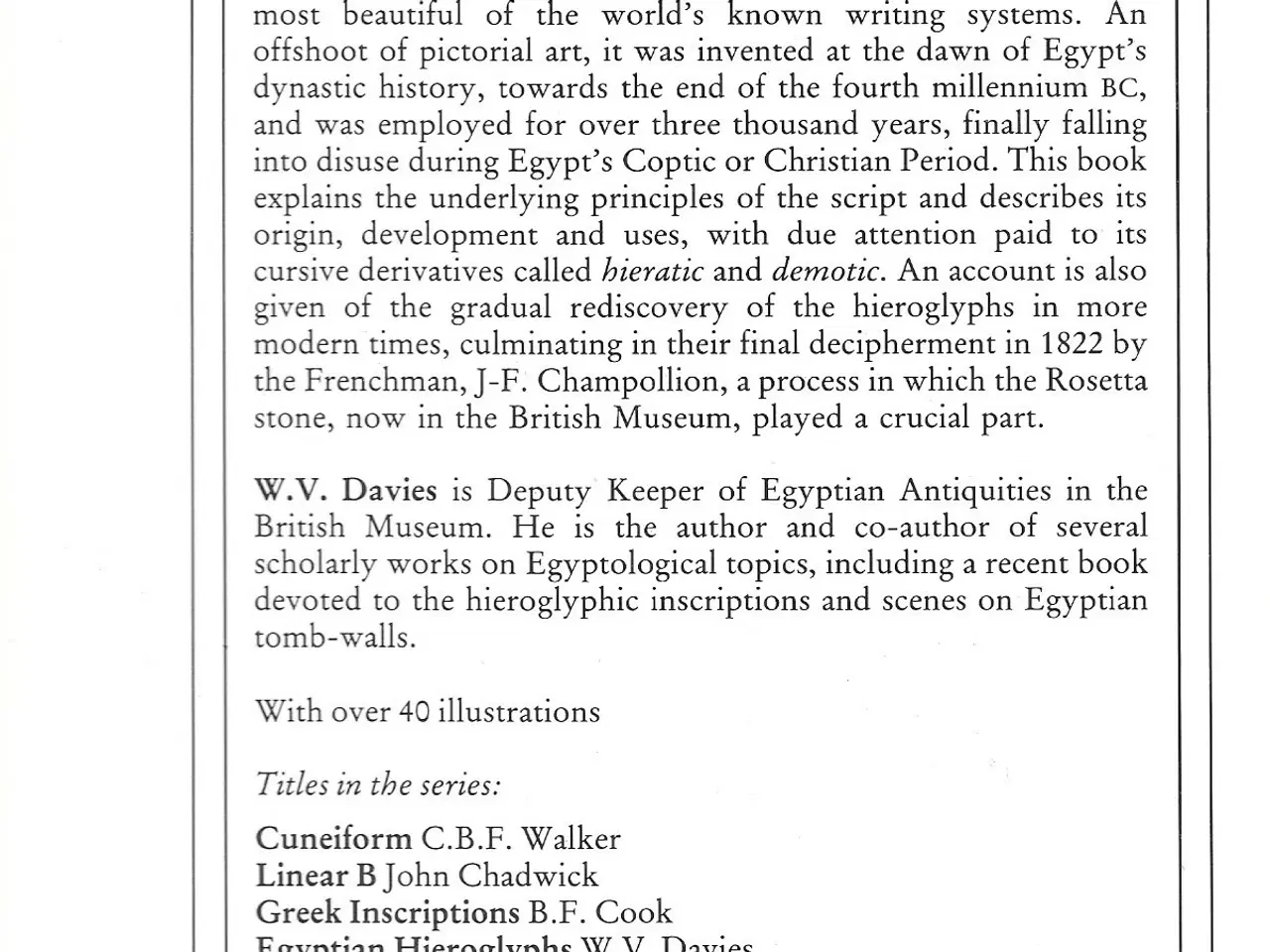 Billede 3 - Reading the Past Egyptian Hieroglyphs, W V Davies