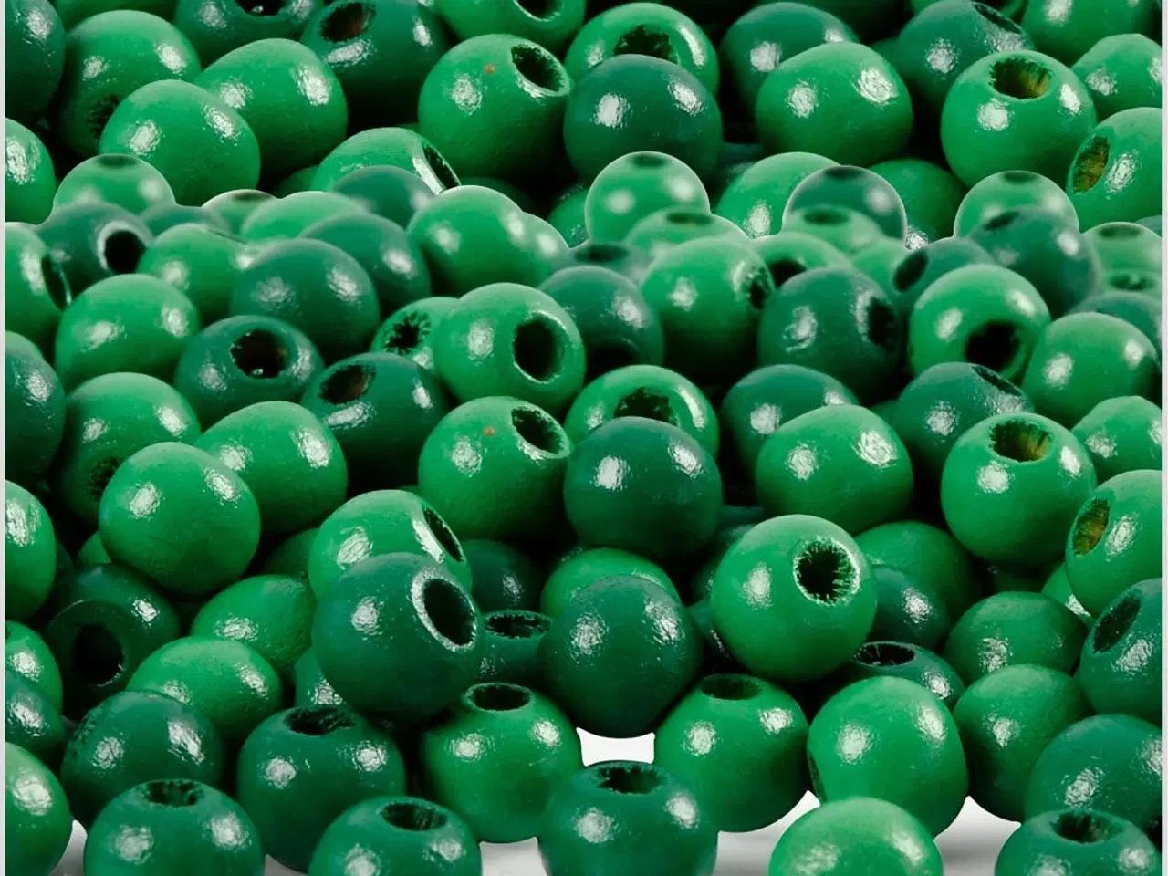 Billede 1 - Træperler, diam. 5 mm, hulstr. 1,5 mm, grøn, 6g/ 1 pk.