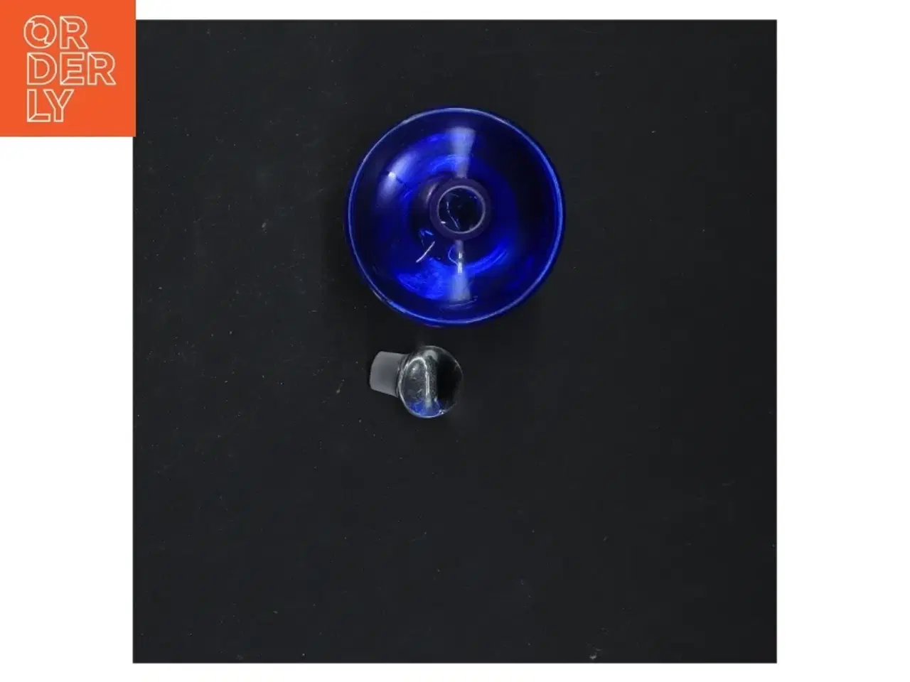 Billede 3 - Blå glasflaske med prop (str. 11x6 cm)