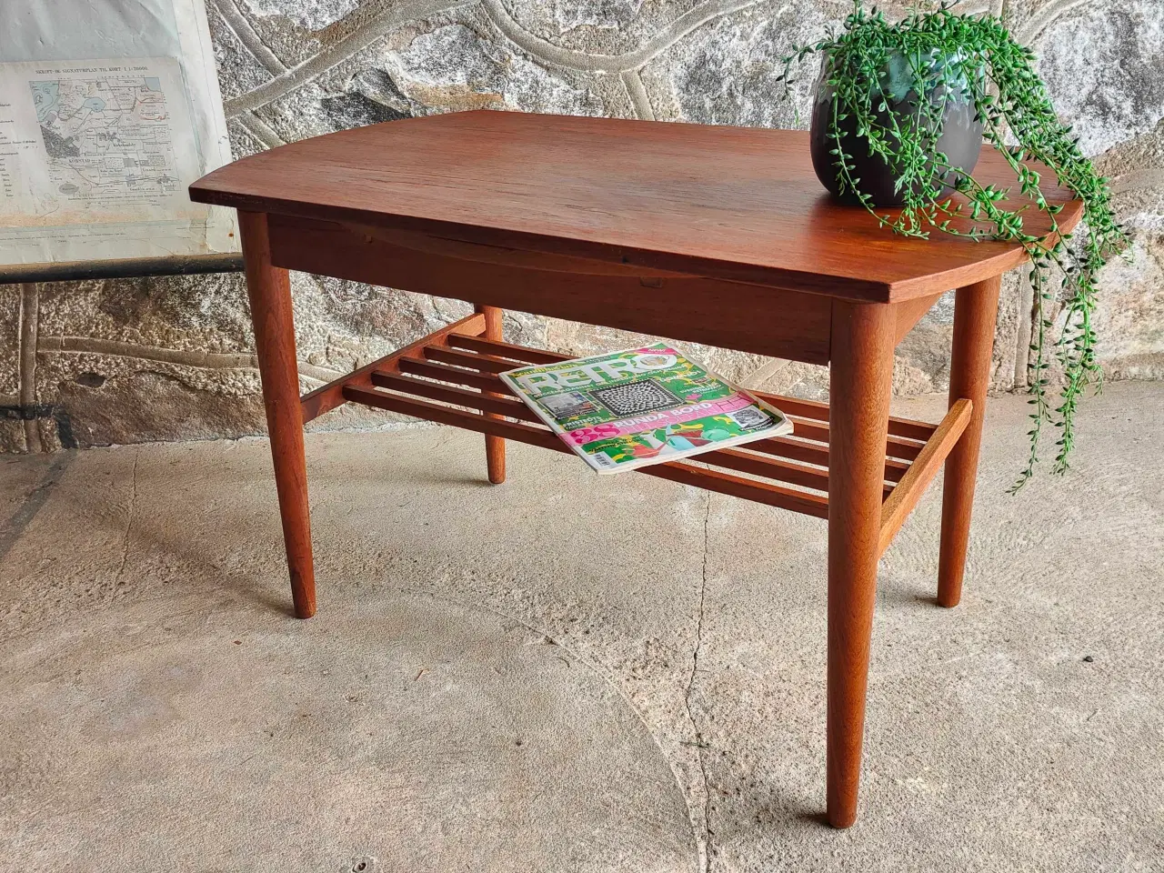 Billede 7 - Fint lille teaktræs sofabord med udtræk