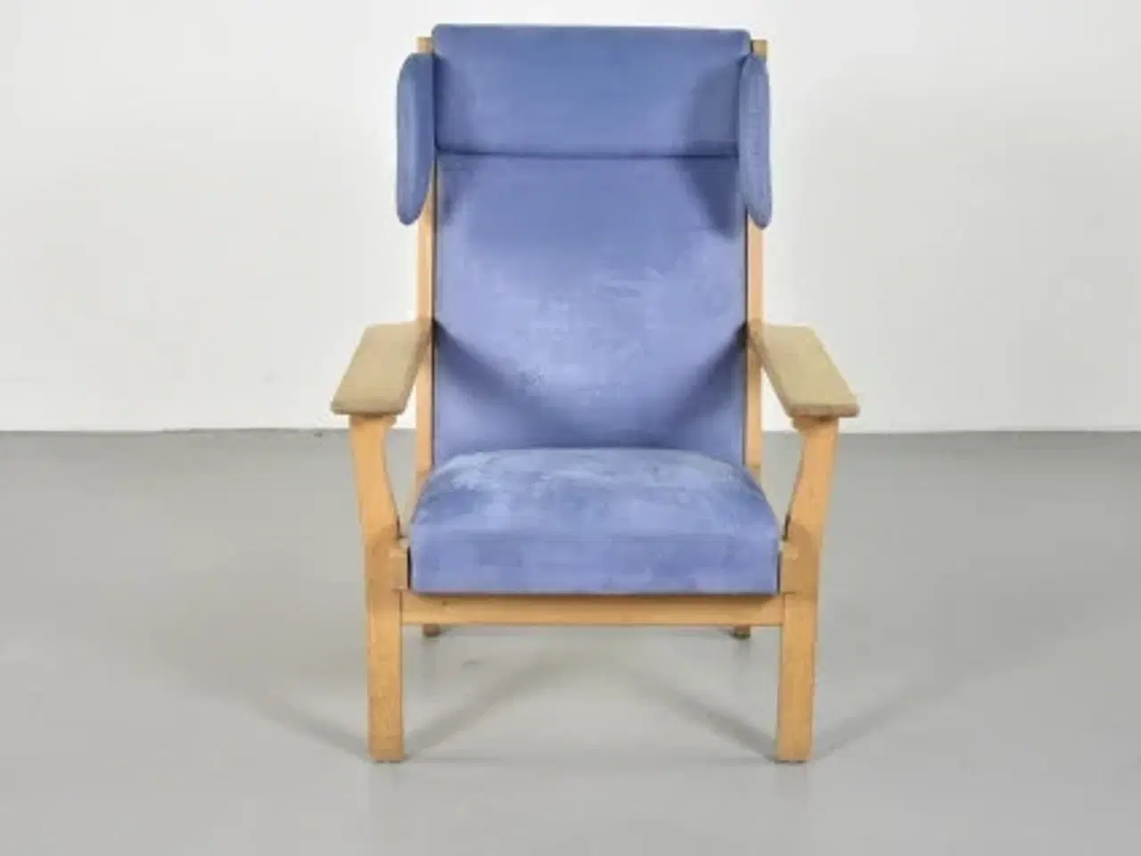 Billede 1 - Wegner lænestol med blåt polster og stel i eg