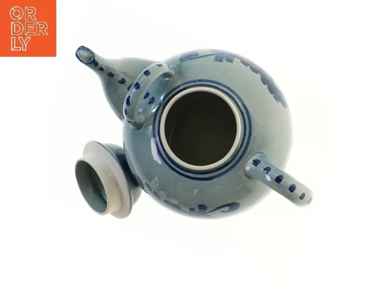Billede 4 - Blåmalet keramisk tekande (str. Ø 20x16 cm)