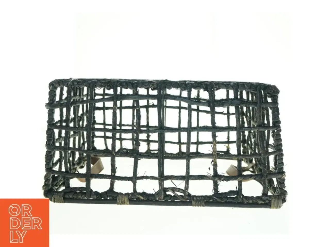Billede 2 - Fletkurv med læderstropper (str. 46 x 37 x, 23 cm)