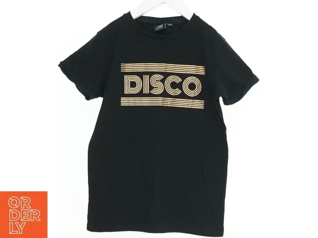 Billede 1 - Sort t-shirt med guld &#39;DISCO&#39; print fra Petit (str. 140)
