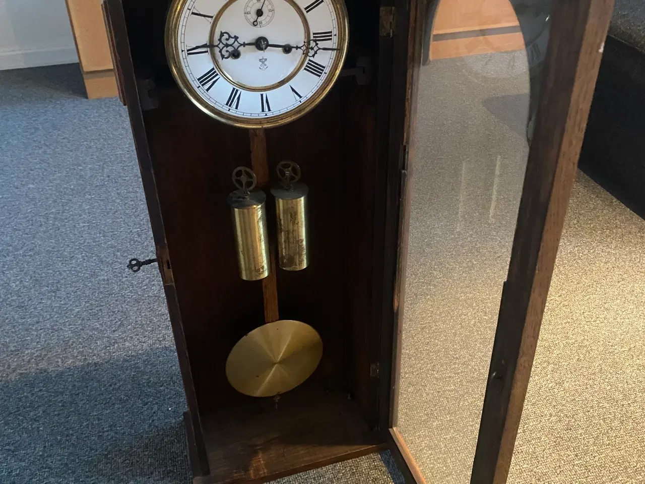 Billede 1 - Antik stueur med lodder og pendul