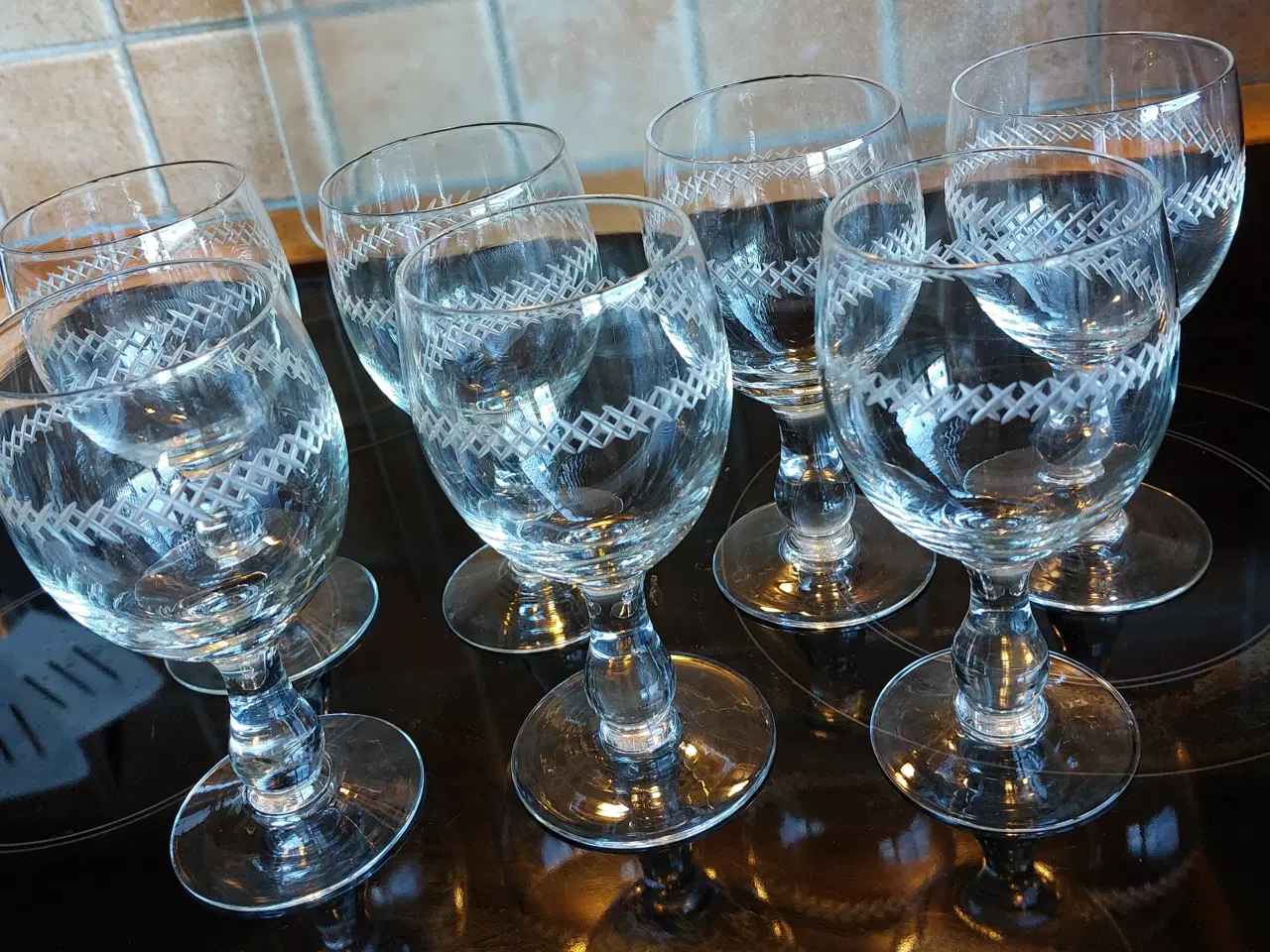 Billede 1 - 7 stk. X slebne ballonglas - Kastrup glasværk