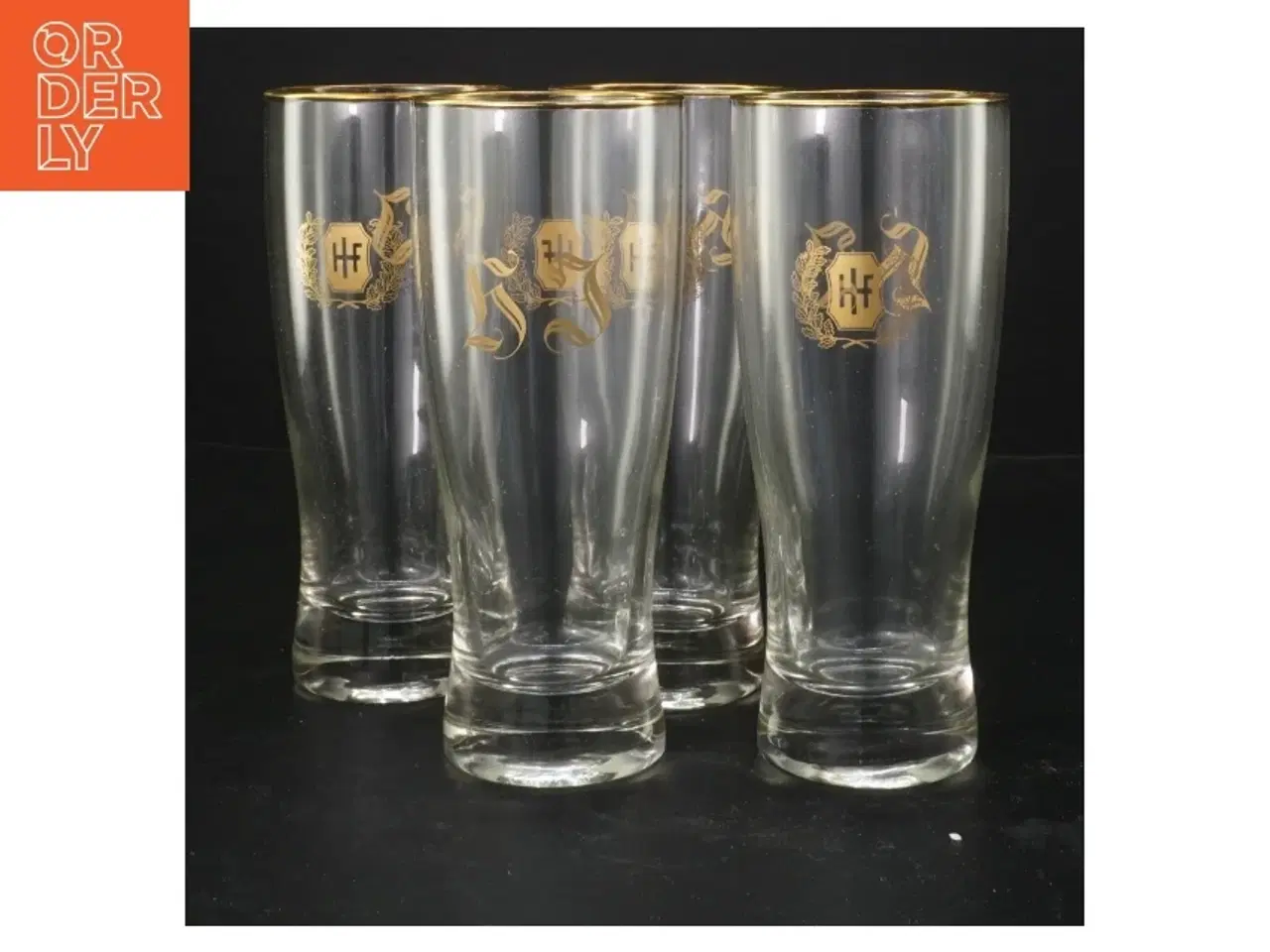 Billede 1 - Ølglas med guldkant (str. 17 cm)