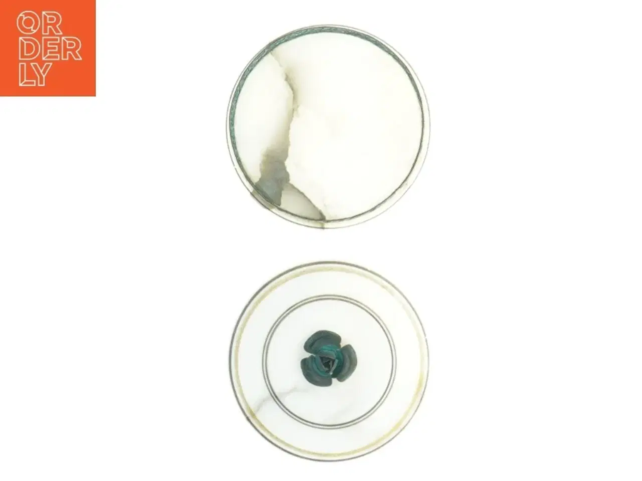 Billede 2 - Dekorativ marmor Potpourri krukke med guldkant og låg (str. 11 x 4 cm)