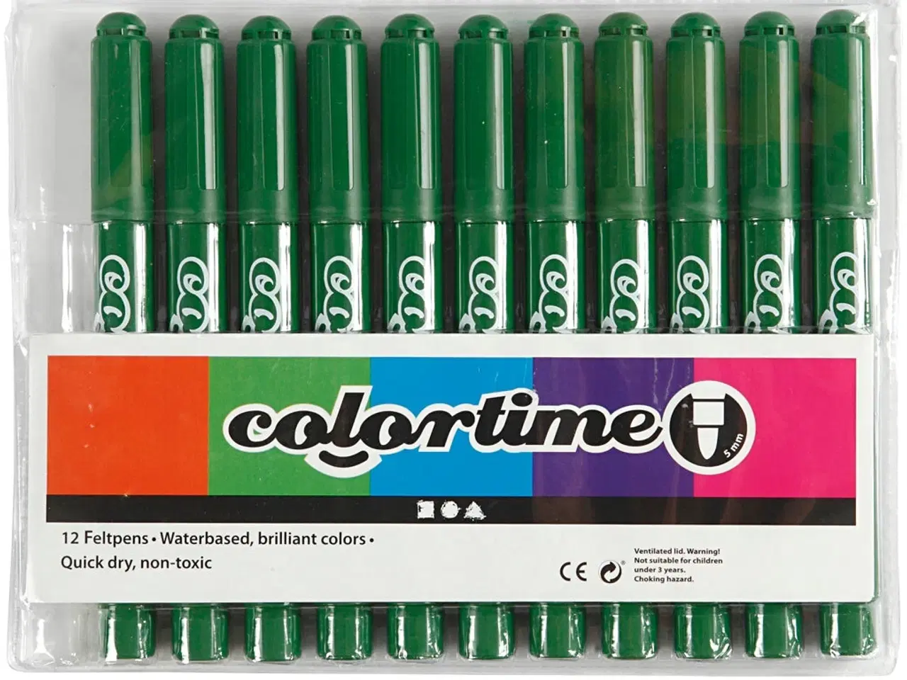 Billede 1 - Colortime Tusch, streg 5 mm, grangrøn, 12stk./ 1 pk.