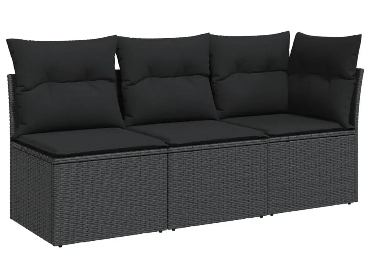 Billede 2 - 3-personers havesofa med hynder polyrattan sort