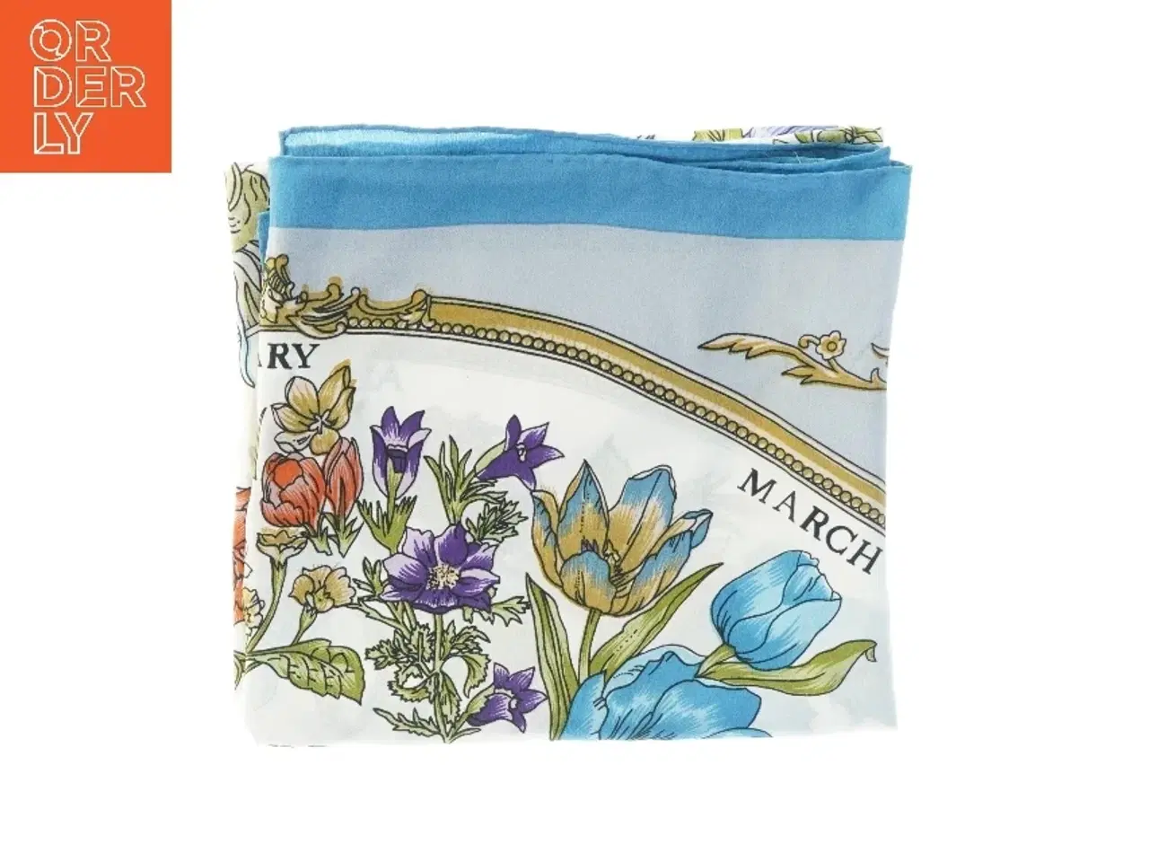 Billede 1 - Tørklæde med blomsterprint (str. 90 x 85 cm)