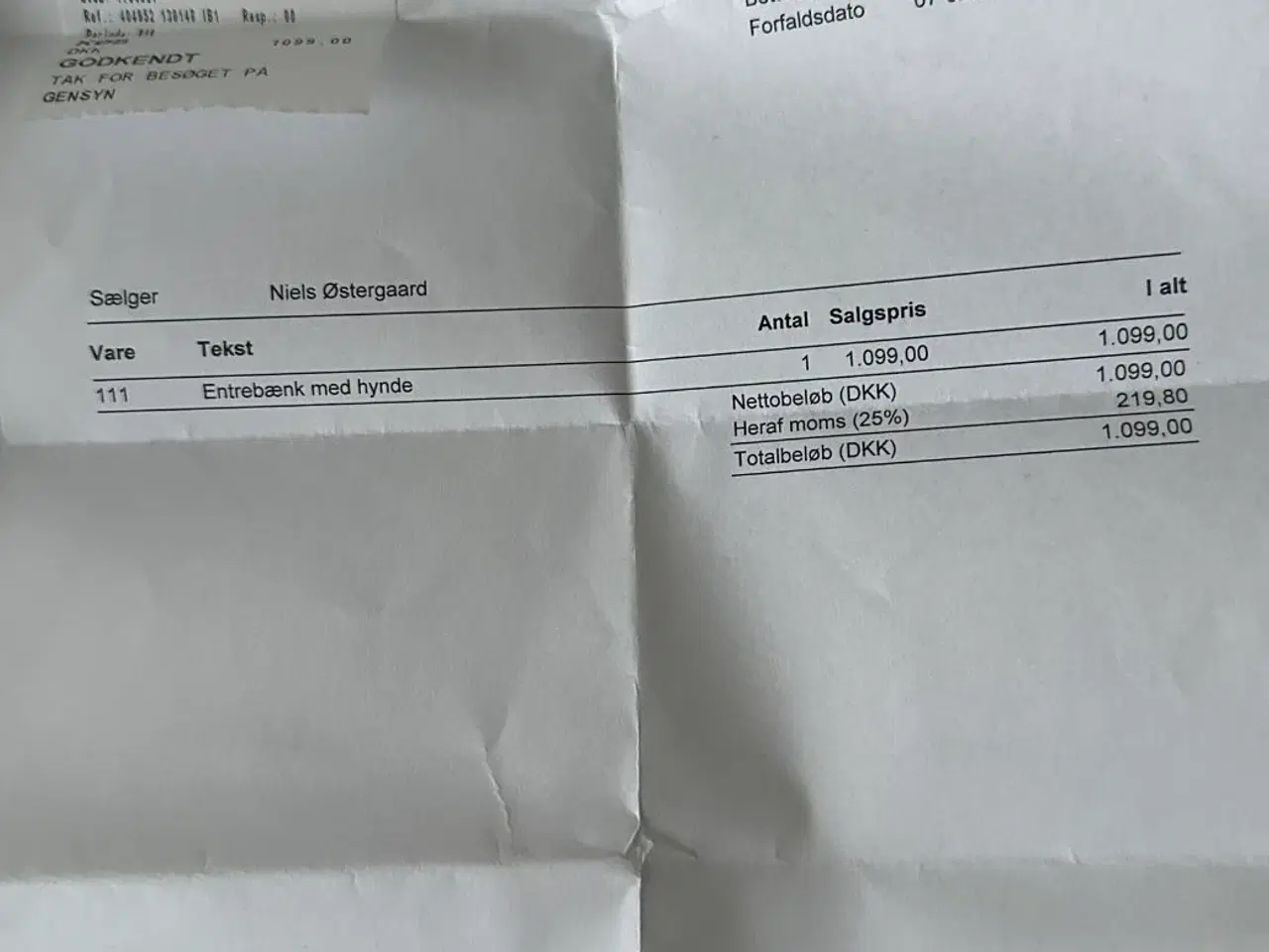 Billede 3 - Entrebænk i eg med hynde