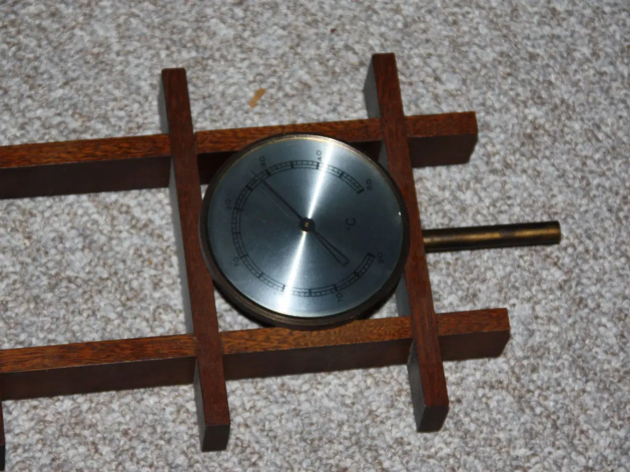 Billede 2 - Retro teak træ Barometer termometer