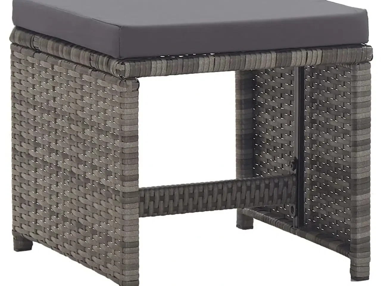 Billede 2 - Havetaburetter 2 stk. med hynder polyrattan antracitgrå