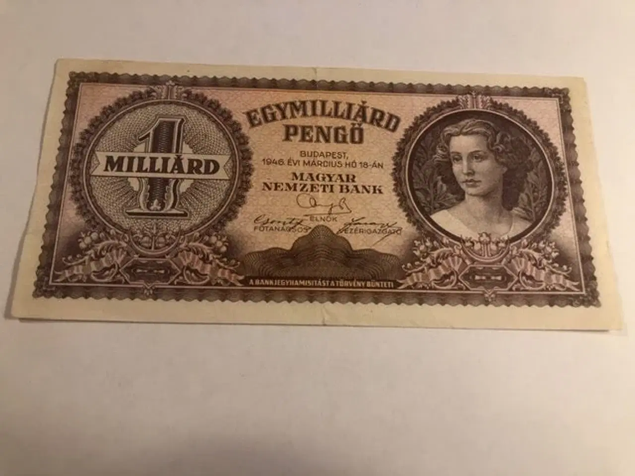 Billede 1 - 1 milliard pengo 1946 Hungary