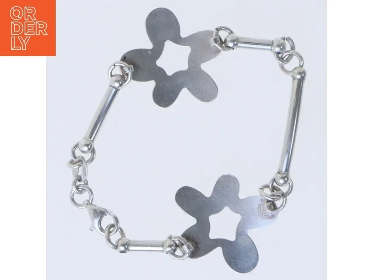 Billede 2 - Sølv armbånd med blomstermotiv (str. 17,5 cm)