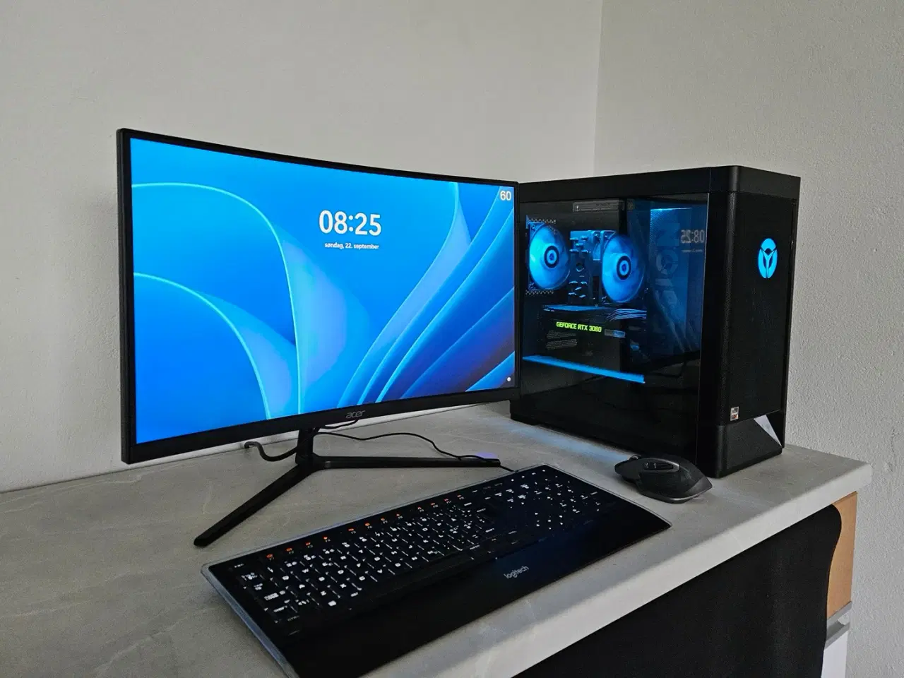 Billede 1 - RTX 3060 Gamer Pc + 24" Curved Gaming skærm