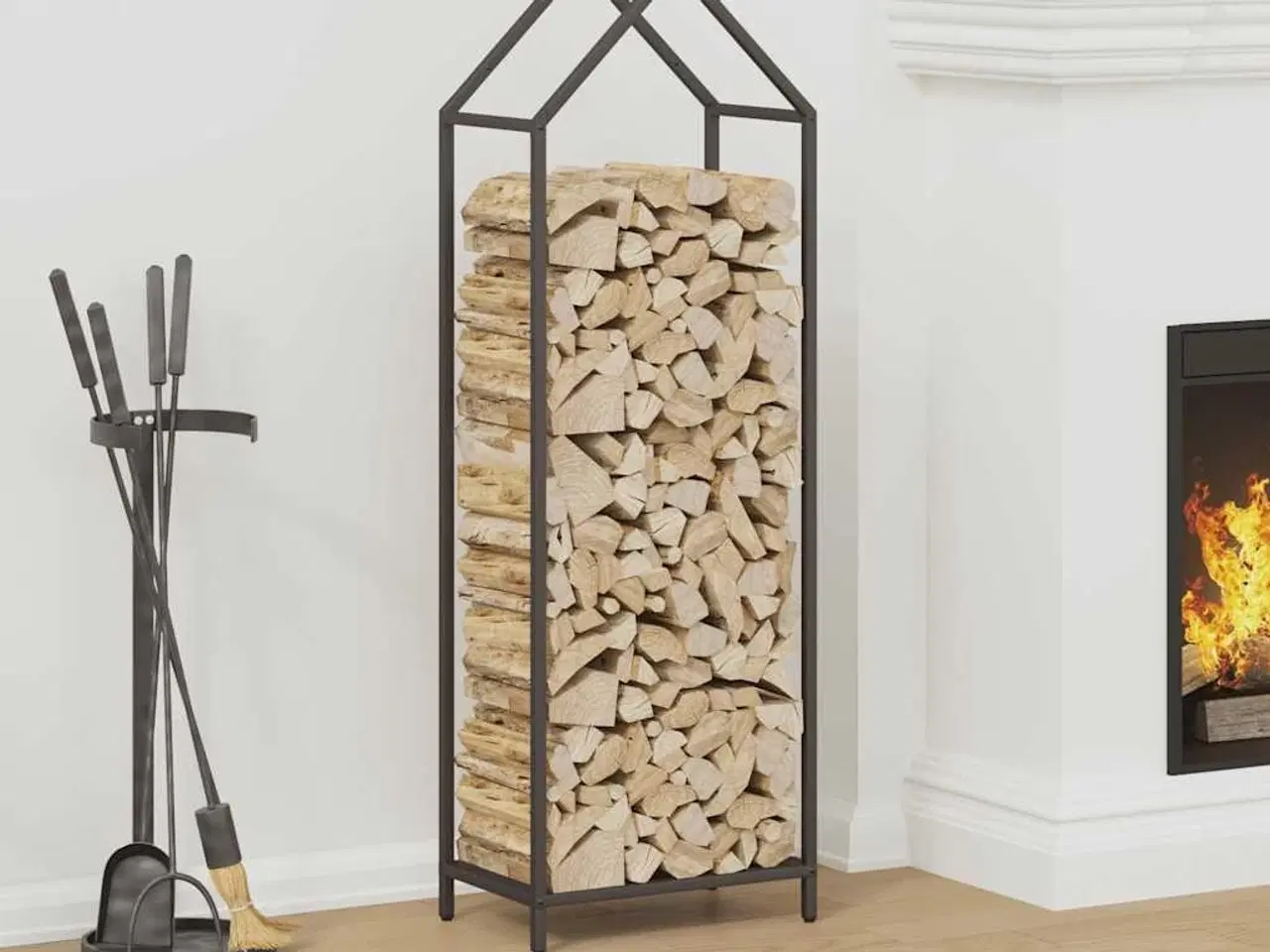 Billede 1 - Brændestativ 40x25x120 cm koldvalset stål sort