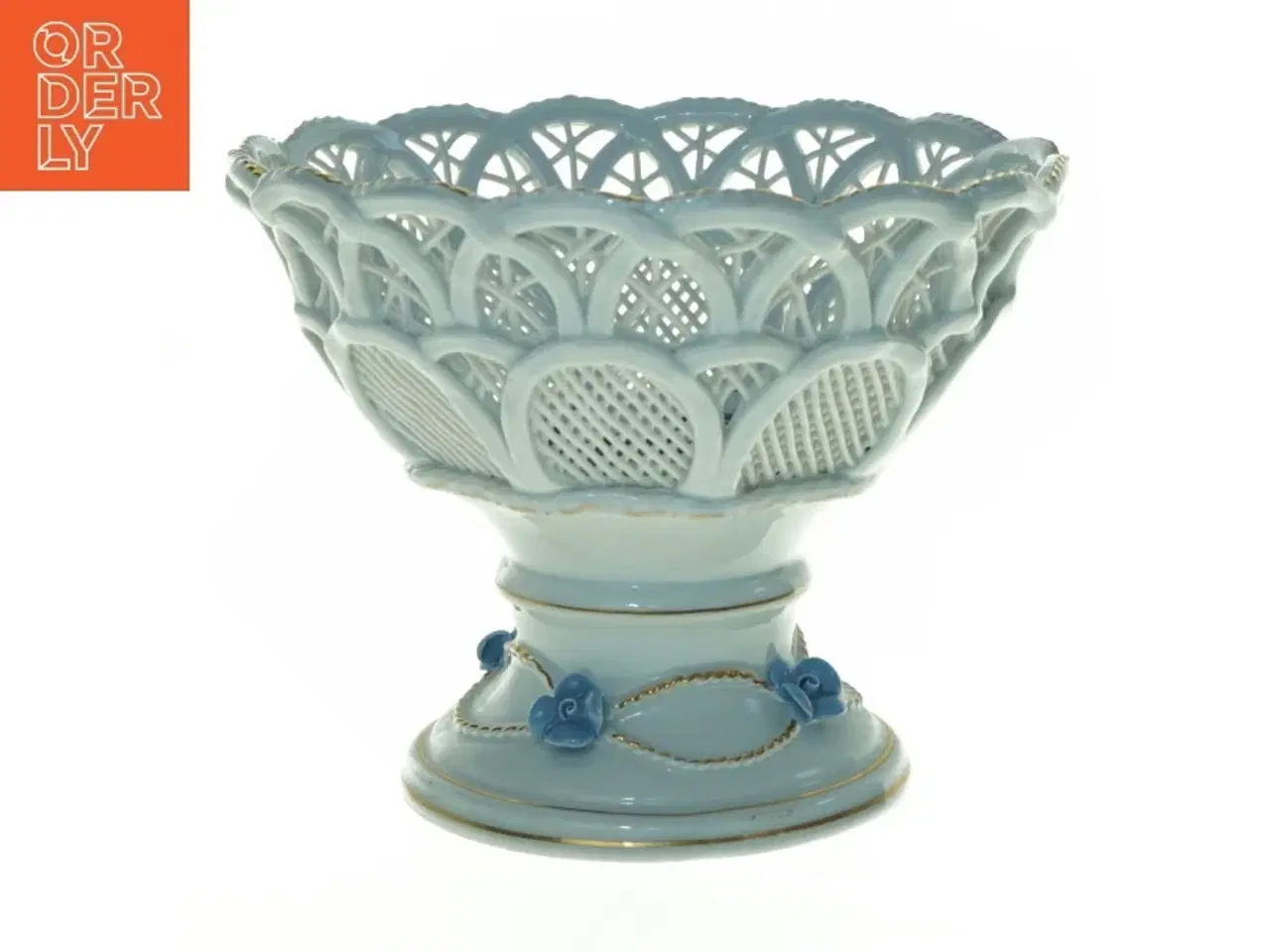 Billede 1 - Porcelæns blonde frugtkurv på fod (str. Diameter 18,5 cm h 15 cm)