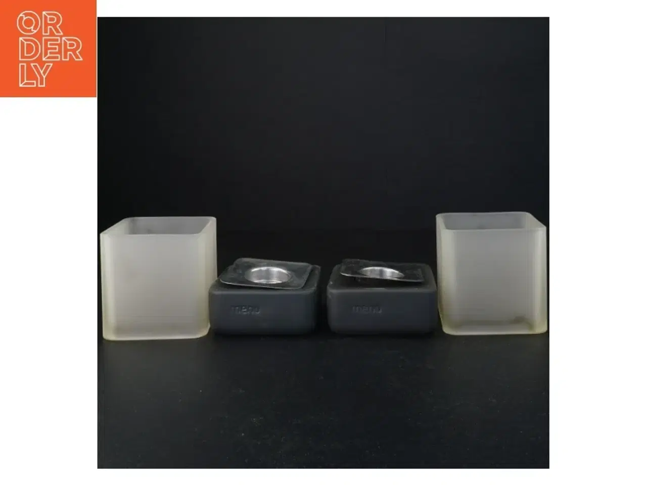 Billede 2 - MENU lysestager i stål og frostet glas fra Menu (str. 9 x 13 cm)