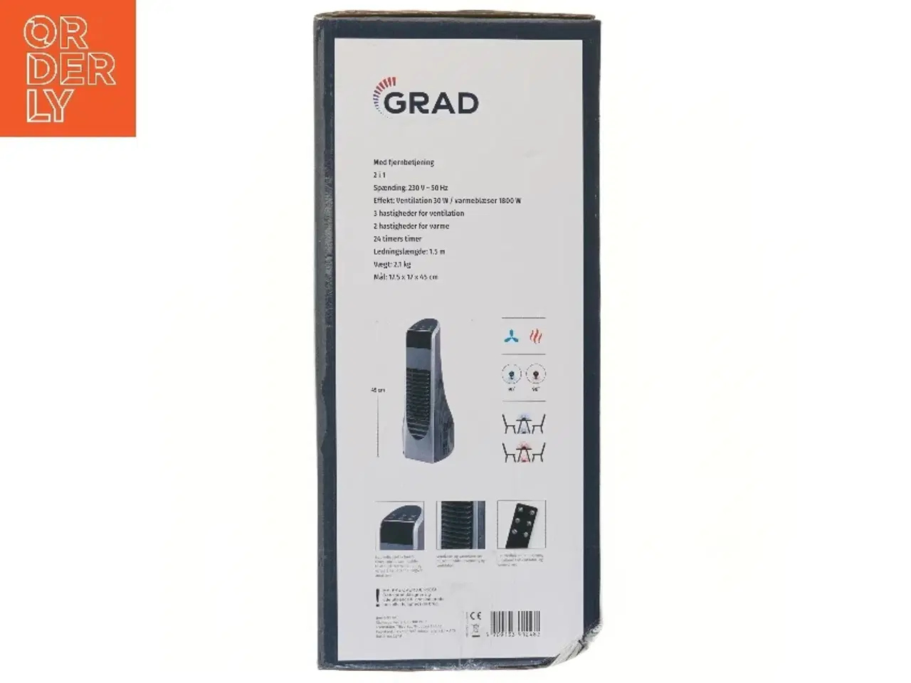Billede 2 - Ventilator og varmeblæser tårn fra Grad (str. 45 cm)