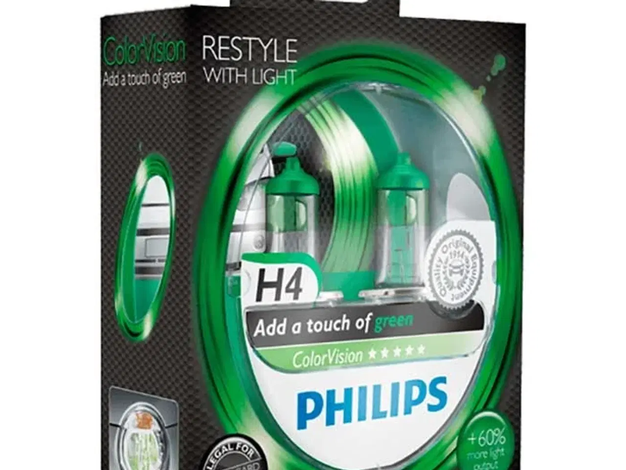 Billede 1 - Philips Colorvision Grøn H4 60/55W 12V - Sæt