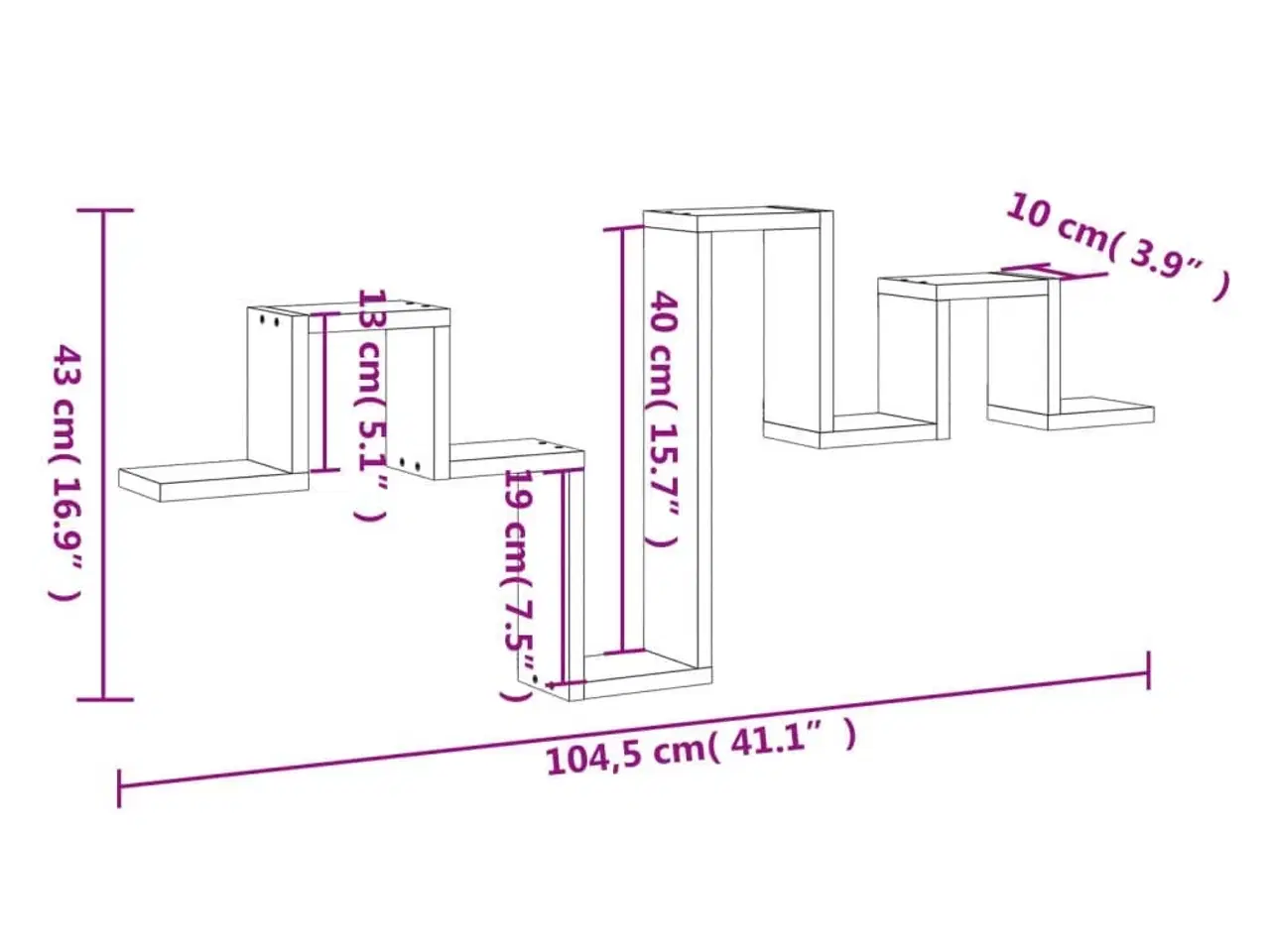 Billede 10 - Væghylde 104,5x10x43 cm konstrueret træ røget egetræsfarve