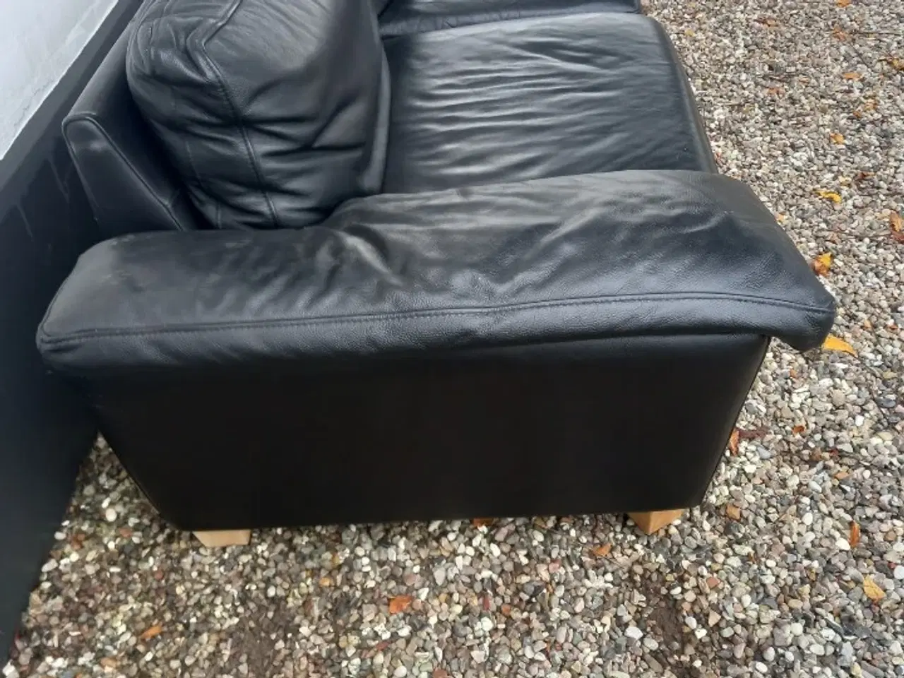 Billede 2 - Sofa okse læder sort.  