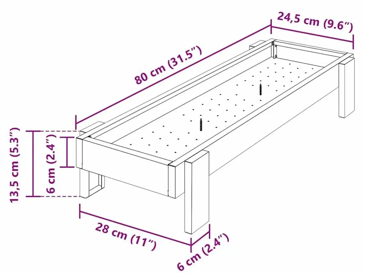Billede 10 - Kyllingefodertrug Sølv 80 x 28 x 13.5 cm Galvaniseret stål