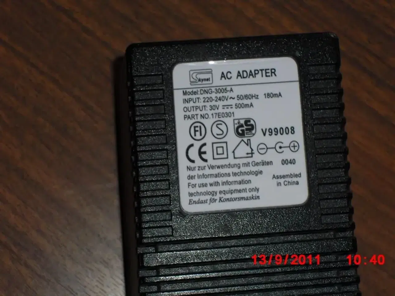 Billede 2 - Strømforsyning 30Vdc 0,5A Skynet AC/DC Adapter
