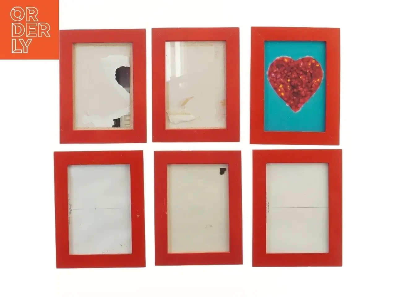 Billede 1 - 6 Røde billedrammer (str. 6 stk 21,5x16,5 cm)