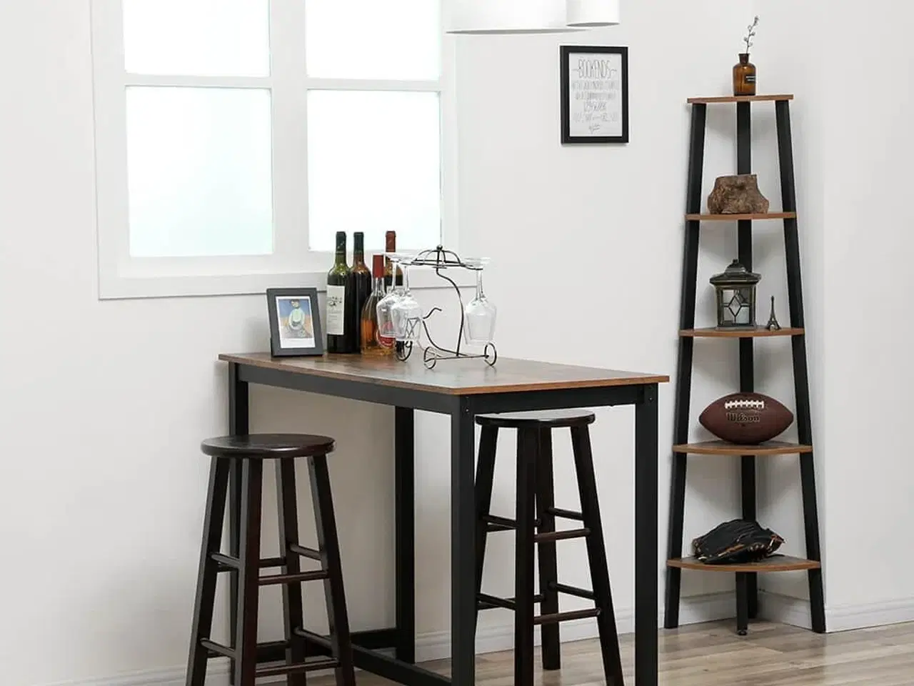 Billede 3 - Barbord industrielt spisebord 120 × 60 × 90 cm, trælook og metalstel