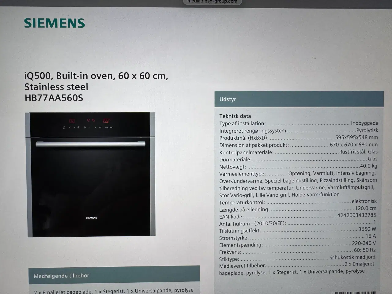 Billede 6 - Siemens indbygningsovn i fin stand