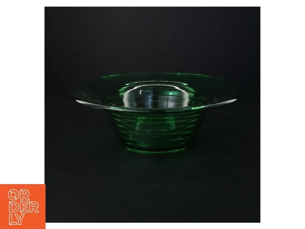 Billede 1 - Grøn glas skål (str. Diameter 27 cm h 9 cm)