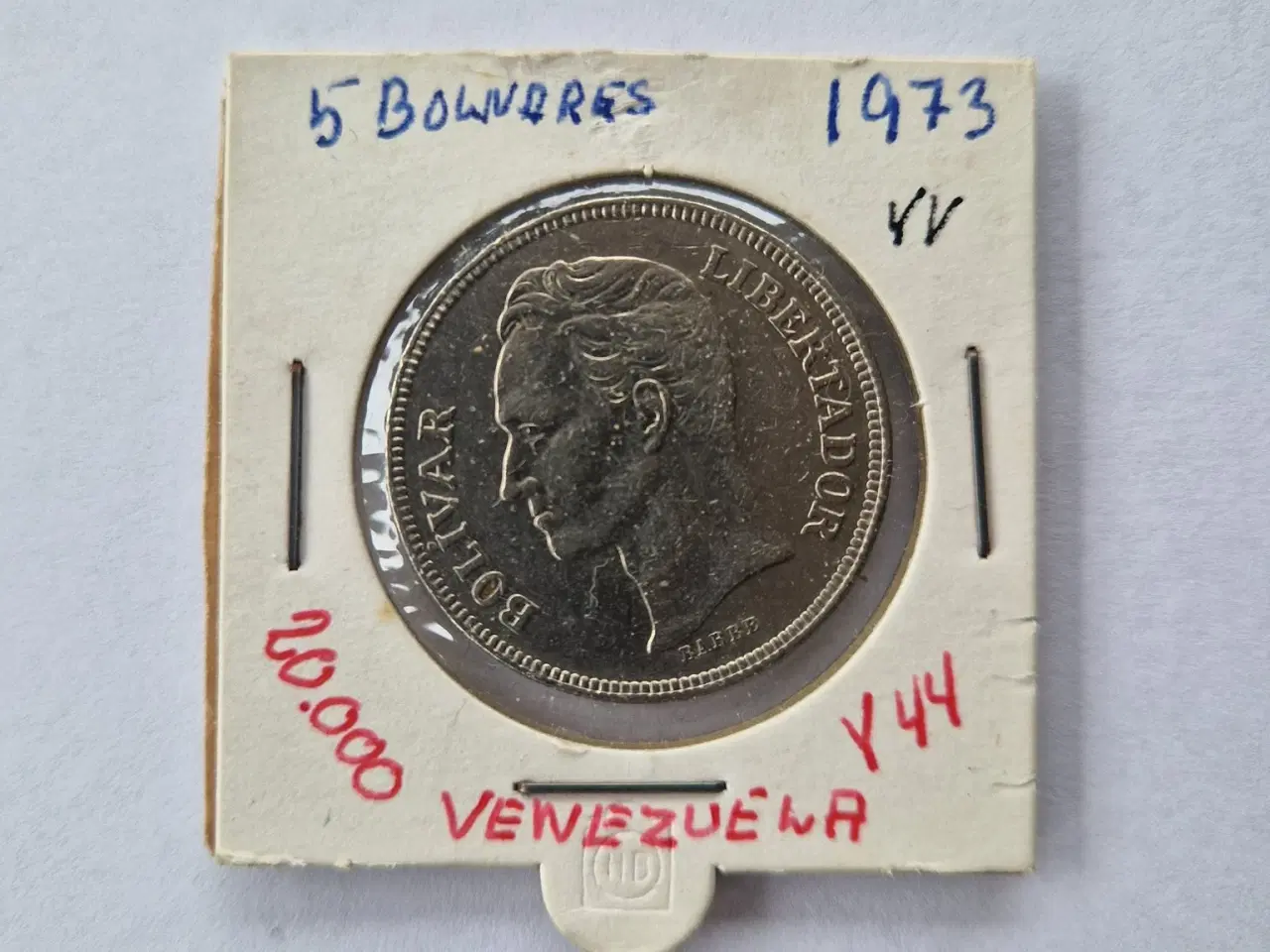 Billede 1 - 5 Bolivares 1973 Venezuela