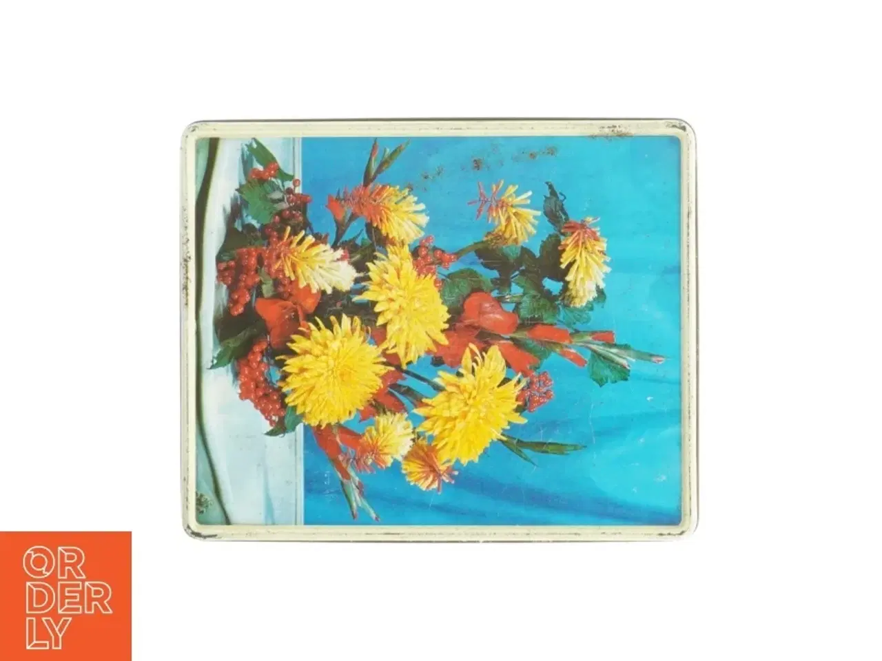 Billede 7 - Antik Blå metaldåse med blomstermotiv fra Blue Bird Confectionery (str. 20,5 x 17 cm)
