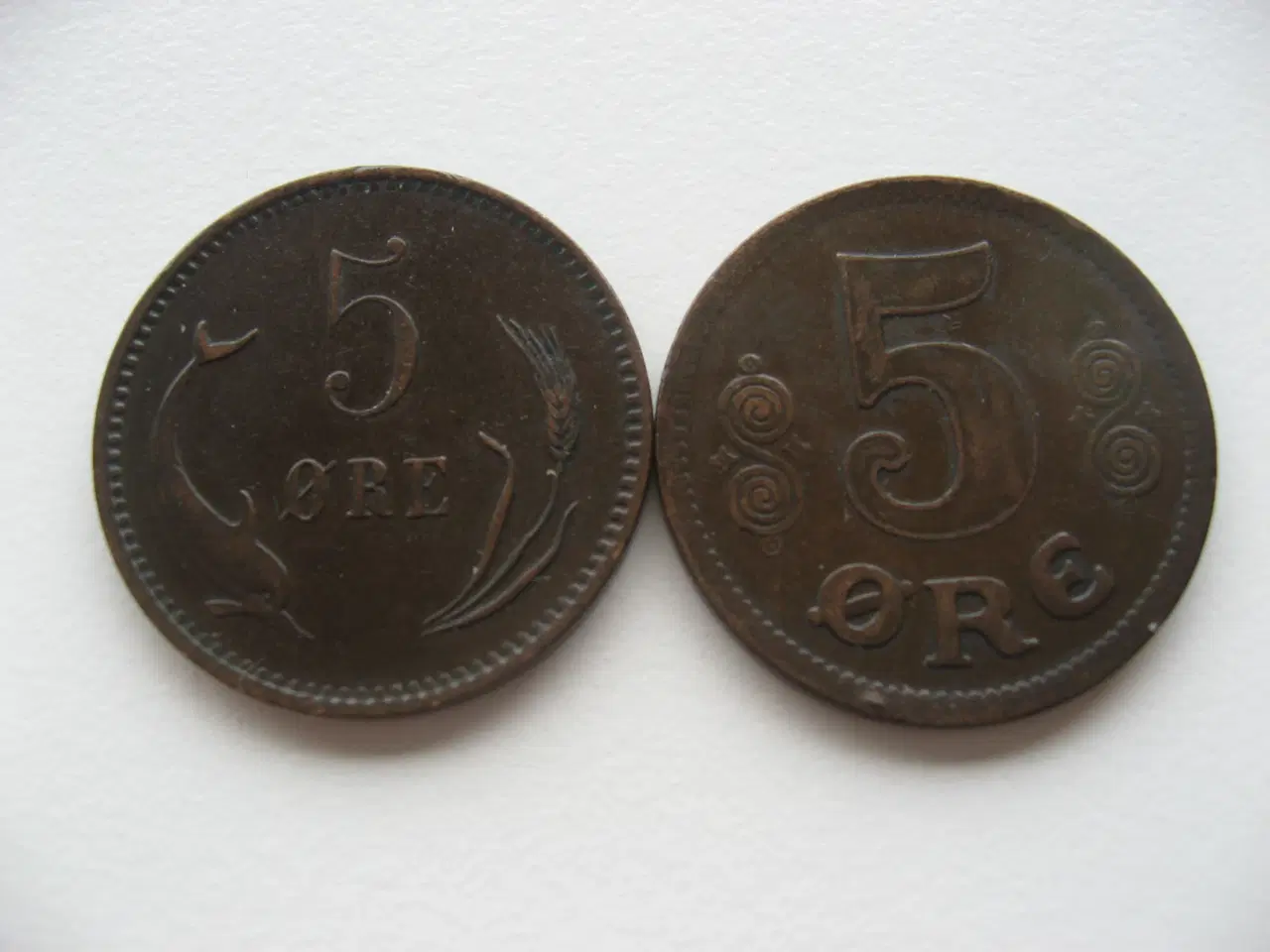 Billede 2 -  Flotte bronze 5 ører 1874 & 1917, Samlet pris