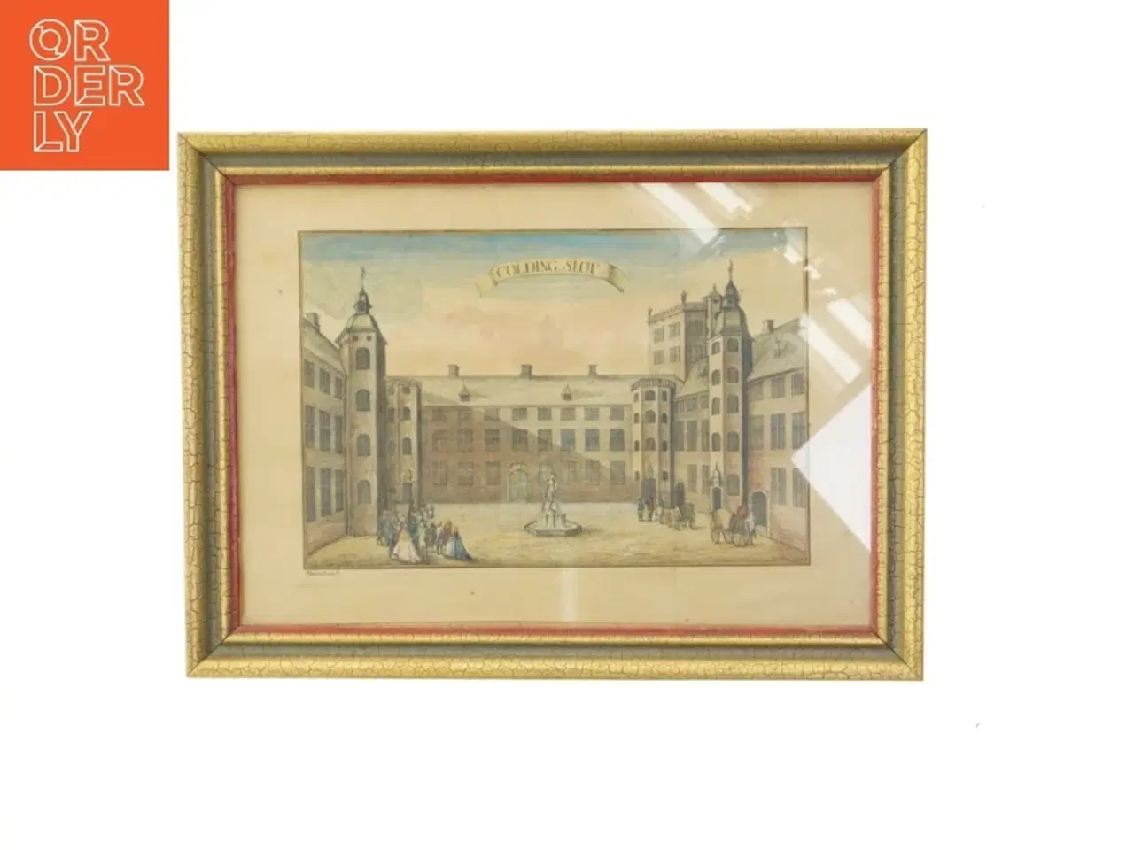 Billede 1 - Indrammet historisk tryk af Kolding Slot (str. 35x26 cm)