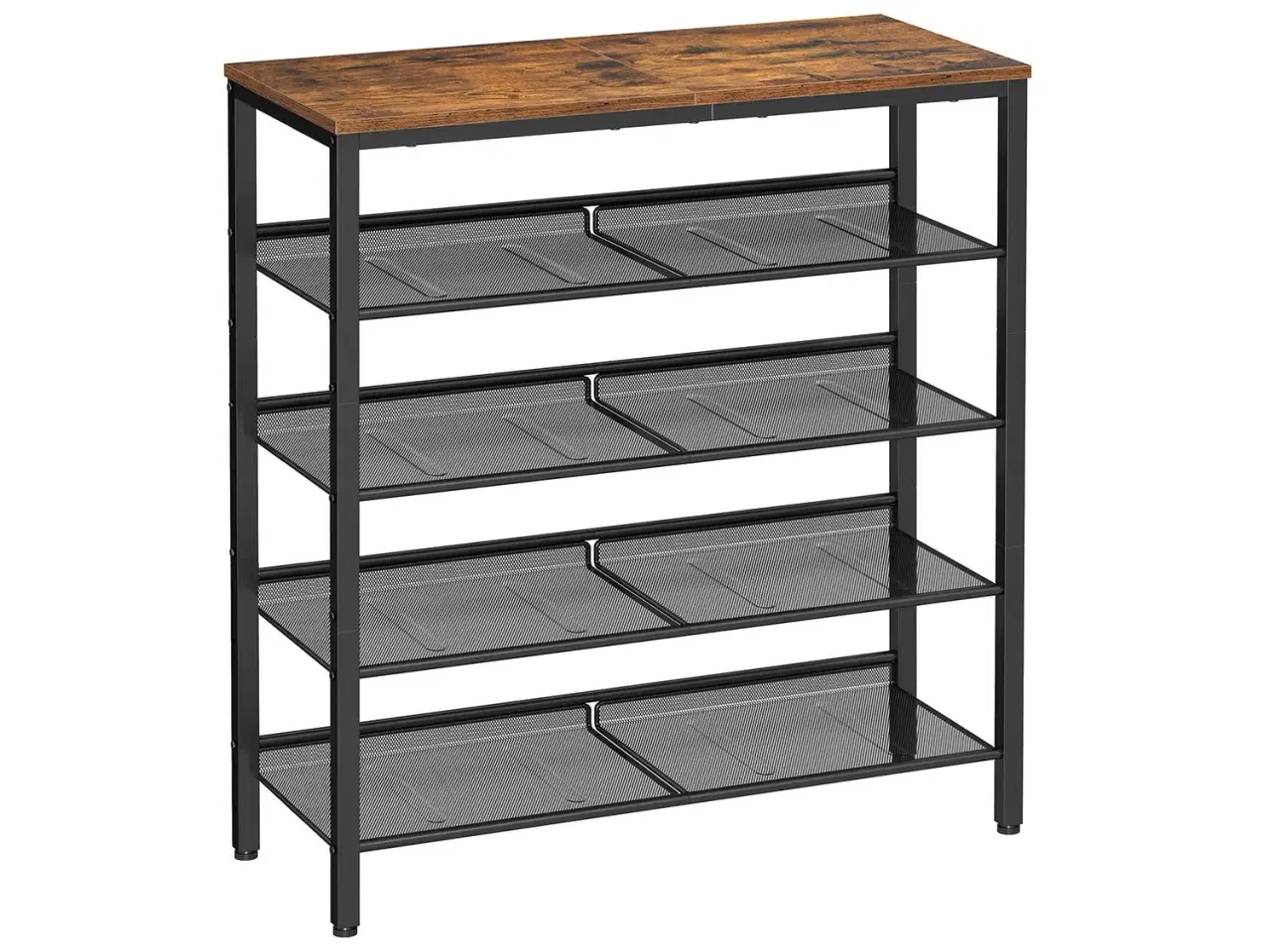 Billede 1 - Skostativ 5 niveauer industrielt stål, rustik brun/sort