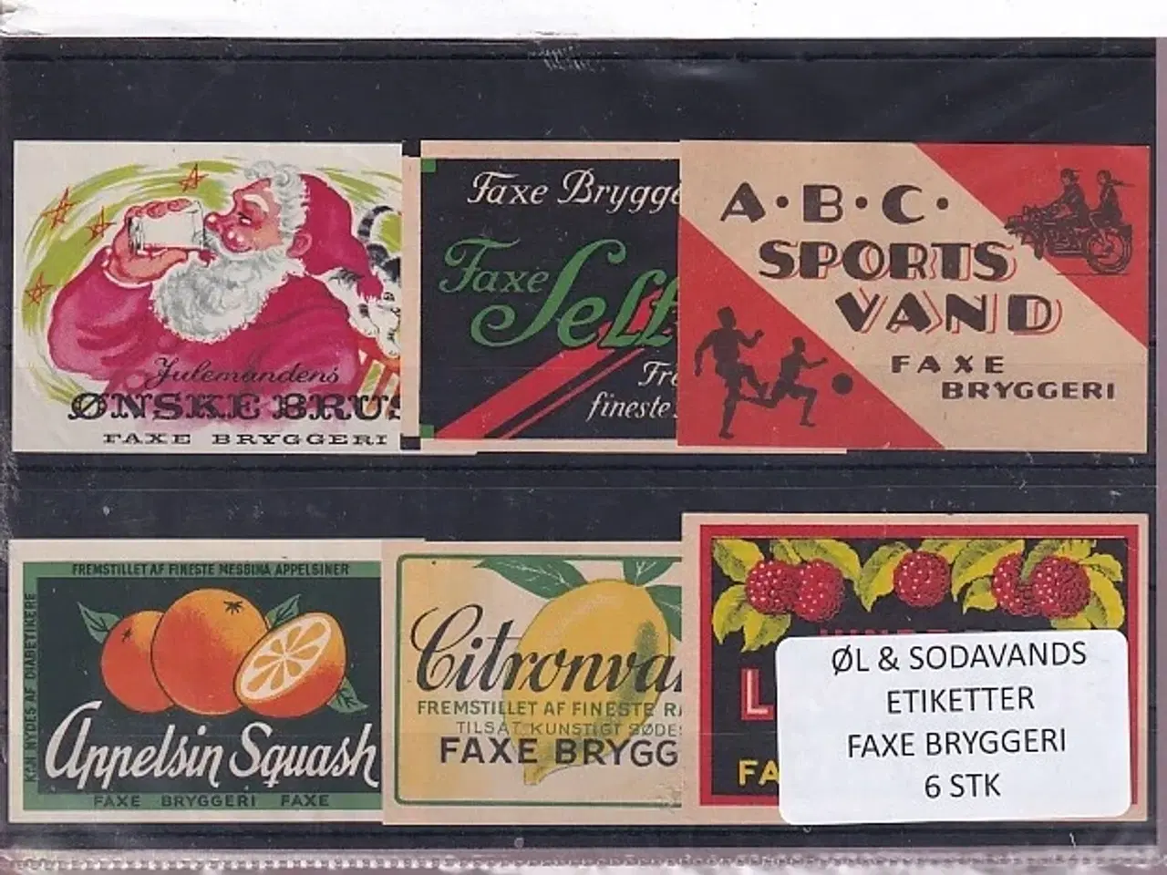 Billede 1 - Øl og Sodavands Etiketter - Faxe Bryggeri - 6 Stk.