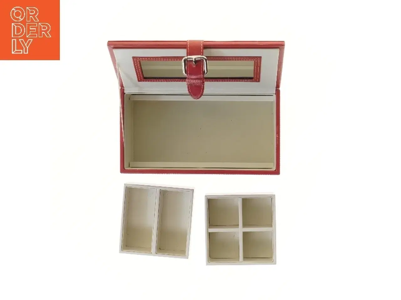 Billede 3 - Flot Rødt smykkeskin med spejl (str. 25,5x14 cm)